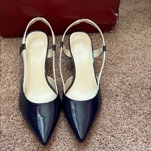 Dress Barn navy Patent Slingback Heels